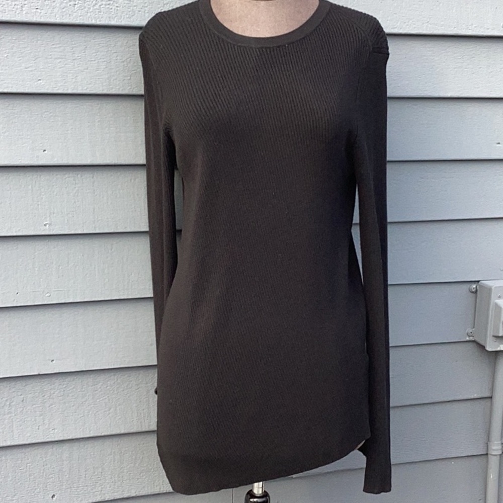 NWT EnTHREAD Black Ribbed Long Sleeve  Knit Sweater Large